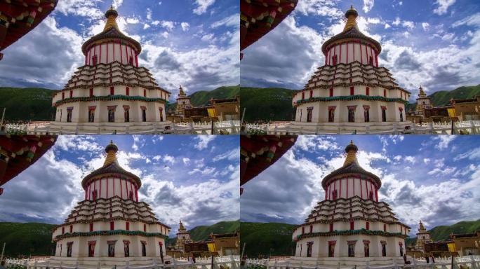 【4k】藏传佛教寺院寺庙外景小景_白塔