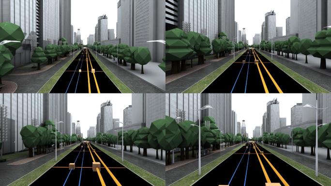 虚拟建筑概念城市街道马路点位节点路灯说明