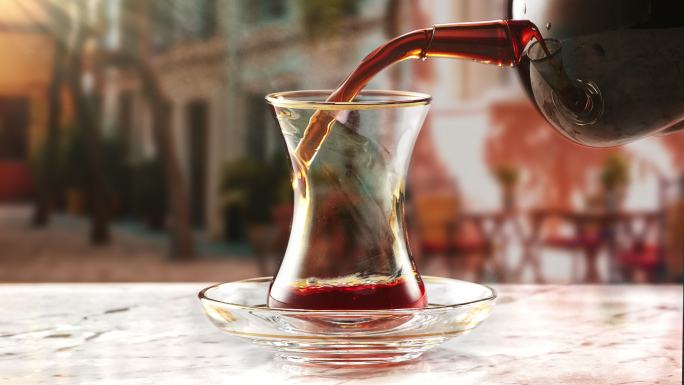 倒传统土耳其茶红茶咖啡服务酒店餐厅旅游生