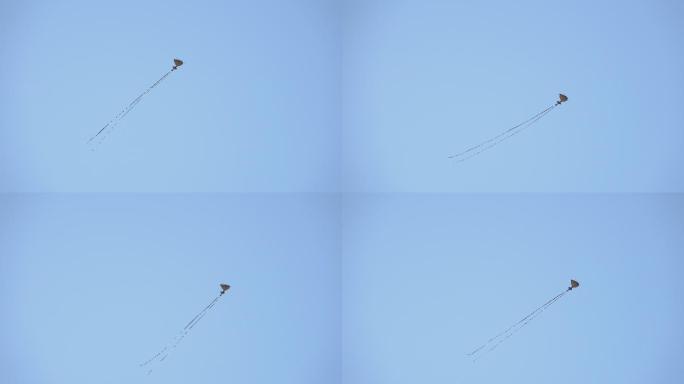 风筝在蓝天上飞翔。