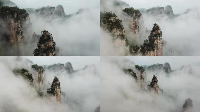 航拍张家界武陵源天子山天门山