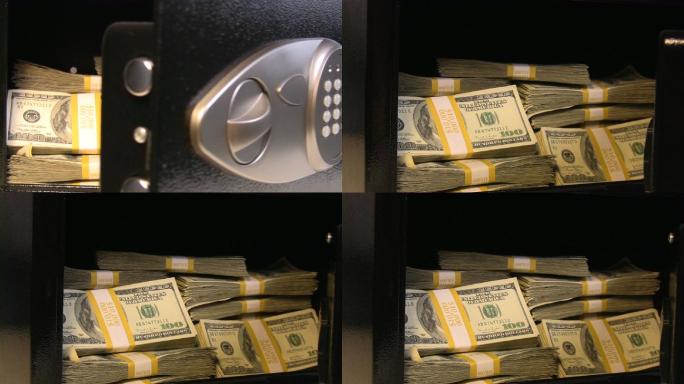 保险箱里装满了美元。货币、现金、美元、银行业务。
