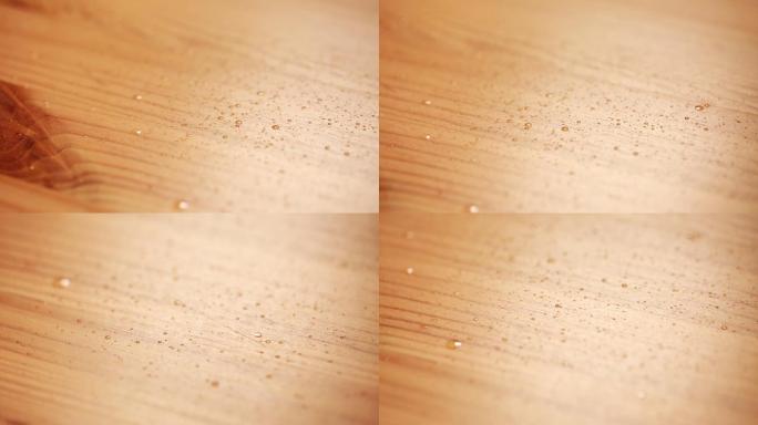 【镜头合集】木头纹理上的水滴洒水露水水汽