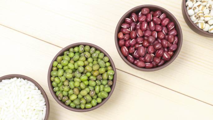红豆绿豆薏米五谷杂粮组合食材4k合集