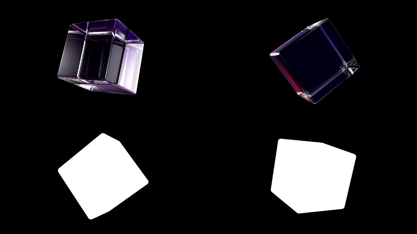 立方体旋转的魔方透明物体能量块