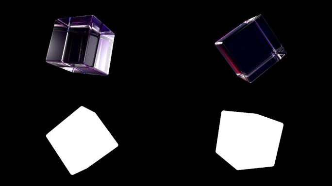 立方体旋转的魔方透明物体能量块