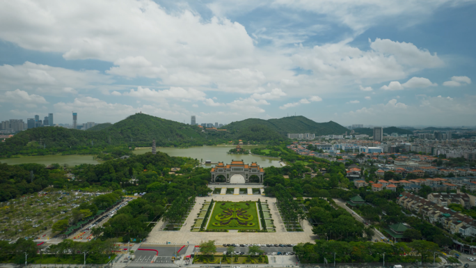 佛山顺德顺峰山公园牌坊航拍