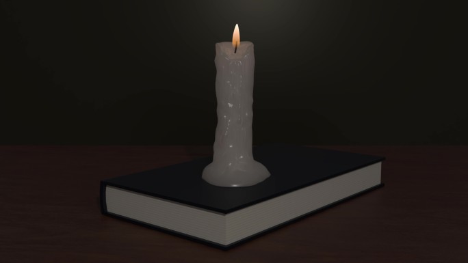 黑色背景下4K分辨率黑色书籍万圣节场景上的蜡烛