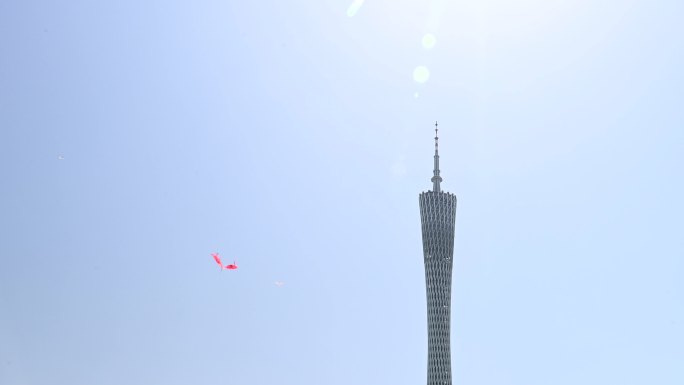 蓝天广州塔和风筝4K