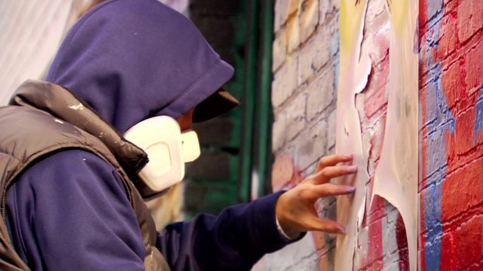 涂鸦艺术家画城市墙