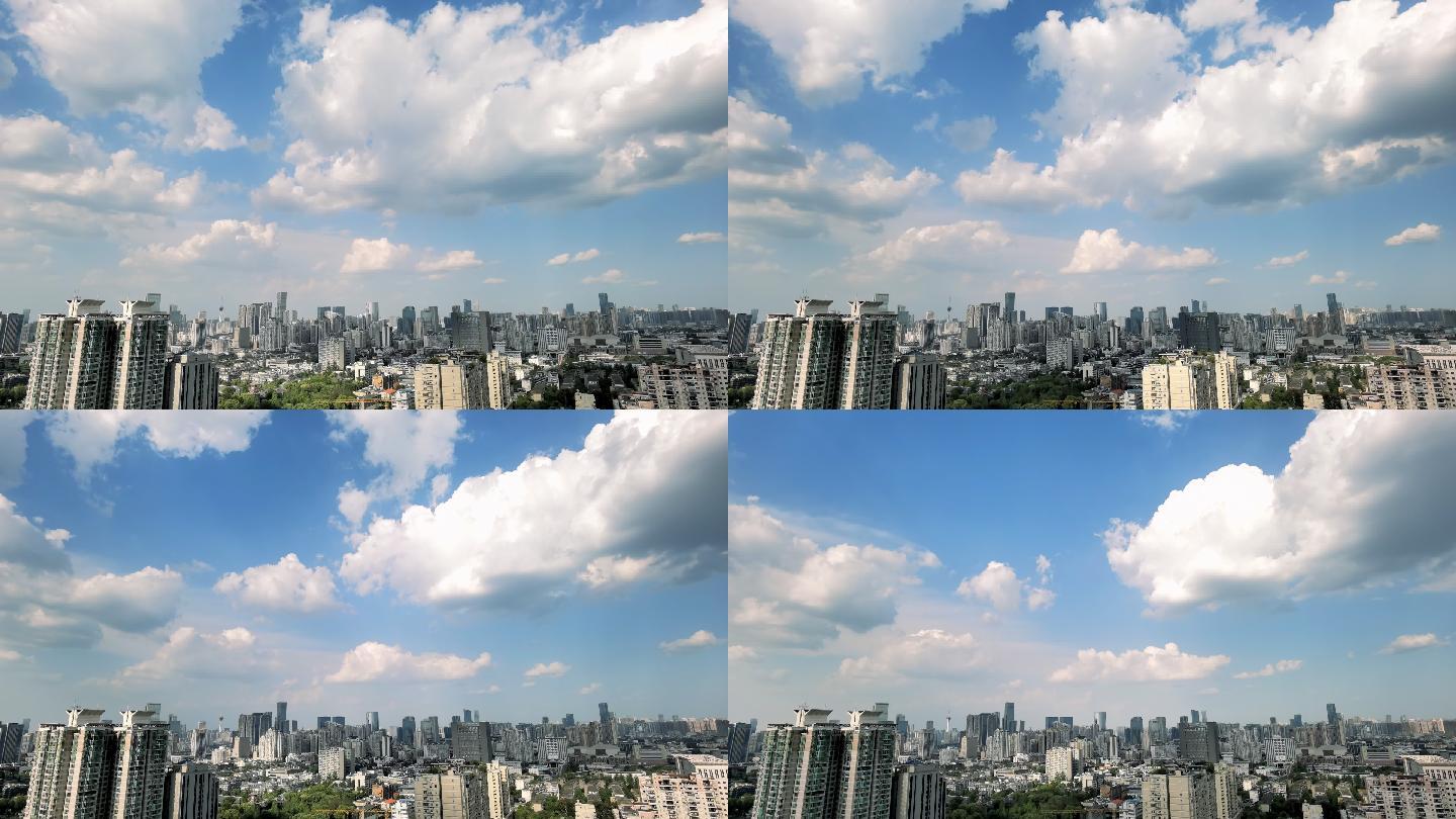 城市延时摄影蓝天白云