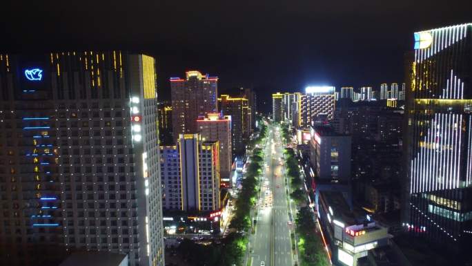 临海市区靖江路夜景航拍