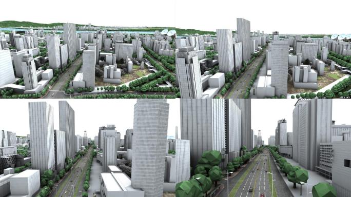 智慧管网概念城市街道马路点位节点虚拟建筑