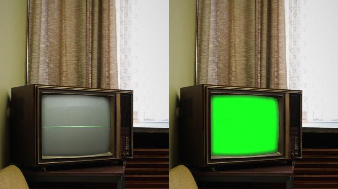 复古电视，复古客厅，彩色按键屏幕