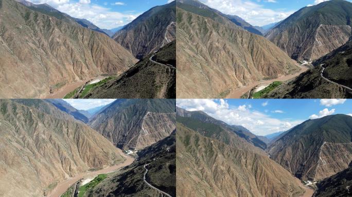 航拍西藏自然风光 峡谷 河流