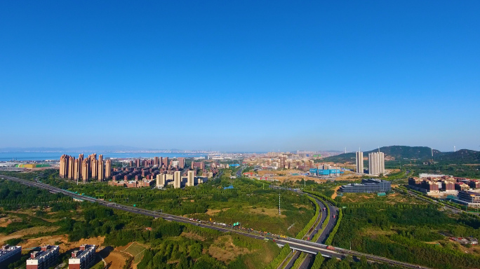 航拍青岛中德生态园，大全景4K