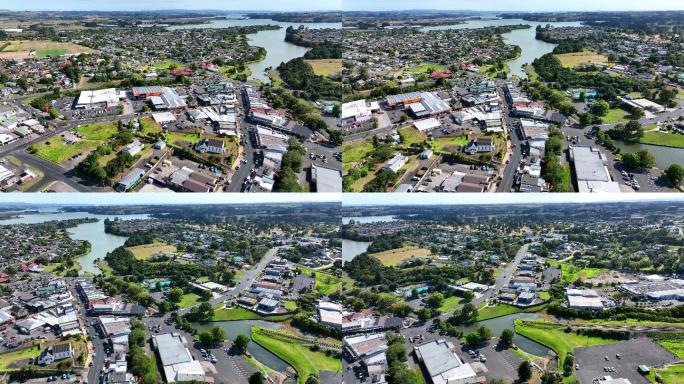 新西兰郊区鸟瞰图国外风景鸟瞰航拍