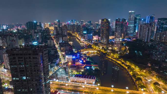 成都九眼桥夜景延时航拍