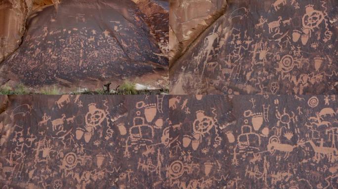 犹他州岩石州立公园岩画镜头光斑