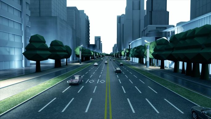 智慧管网概念城市模型街道虚拟建筑马路转场