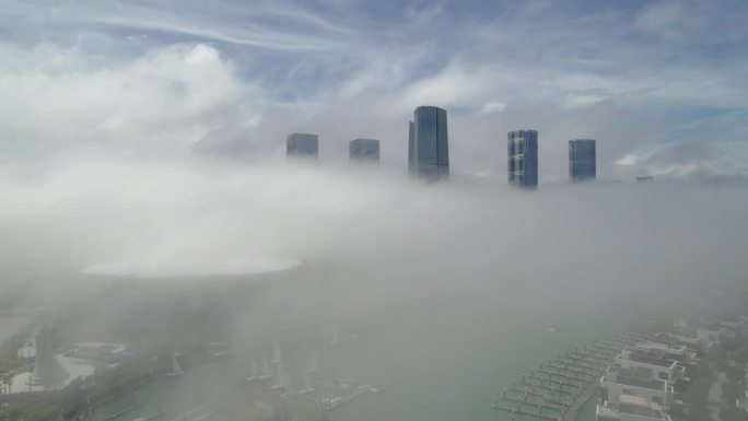 厦门会展观音山片区平流雾景观4K航拍