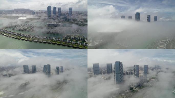 厦门会展观音山片区平流雾景观4K航拍