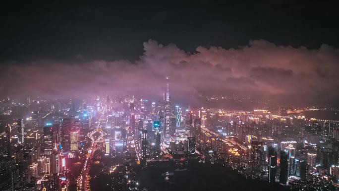 深圳福田雨后穿云夜景