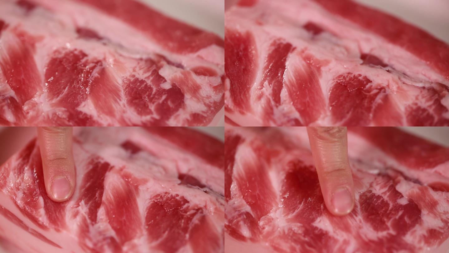 【镜头合集】观察猪肉纹理五花肉肥瘦
