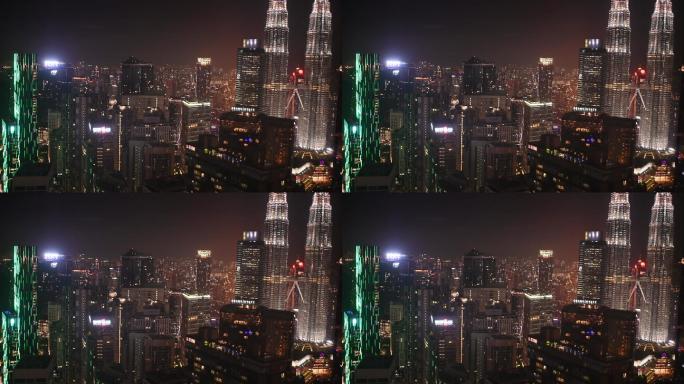 从高角度观看吉隆坡市夜景