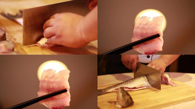 【镜头合集】厨师切鱼块去鱼骨  (1)