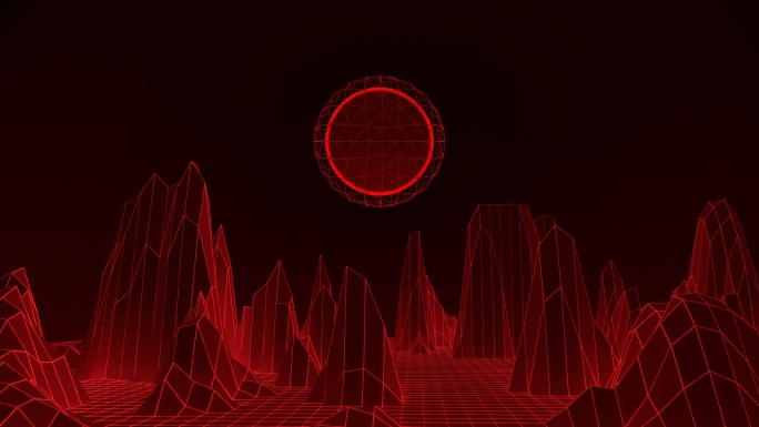 【4K时尚背景】黑红虚拟科幻球体空间视觉