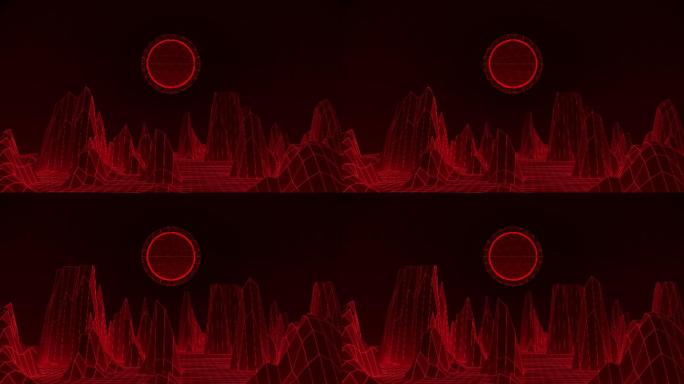 【4K时尚背景】黑红虚拟科幻球体空间视觉