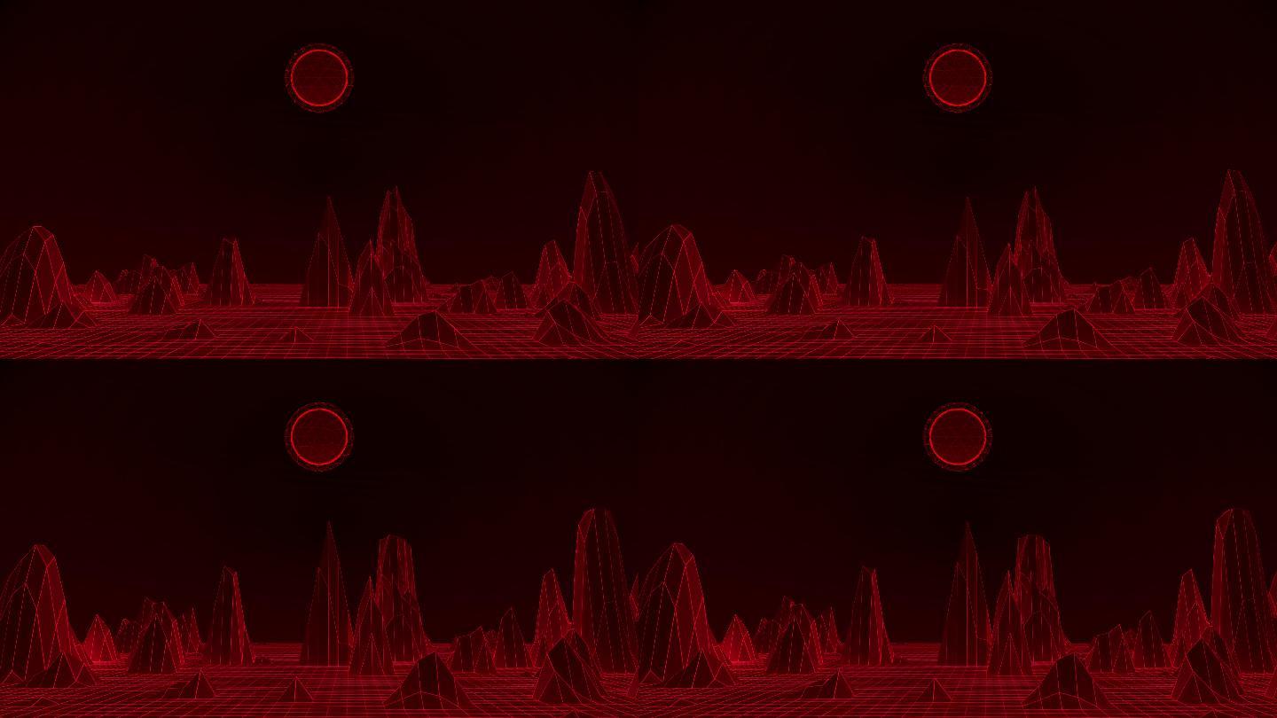 【4K时尚背景】黑红虚拟科技暗黑空间视觉