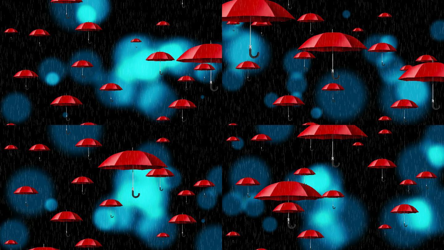 雨中红伞歌舞背景