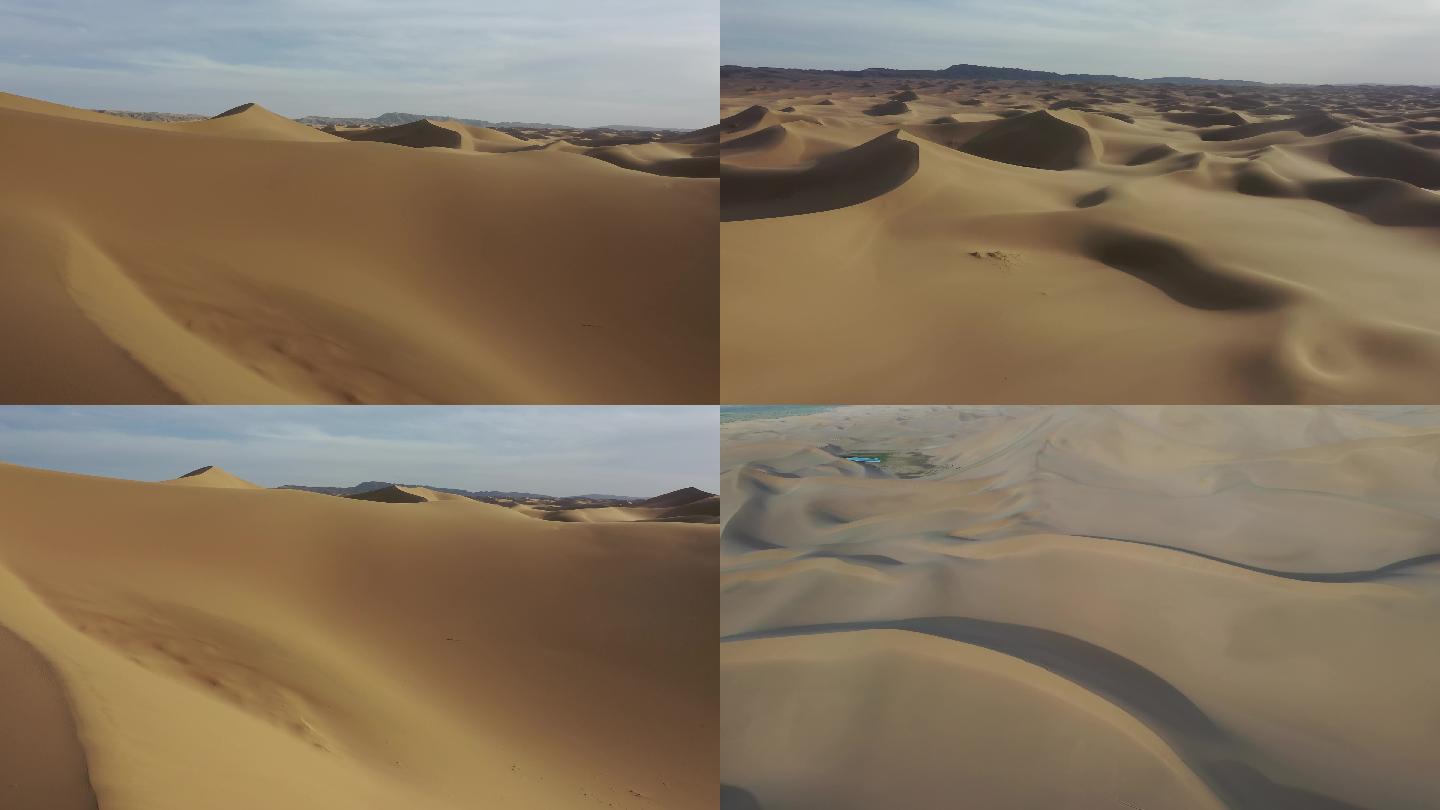 沙漠全景阿拉善景色防沙治沙 环境治理抗旱