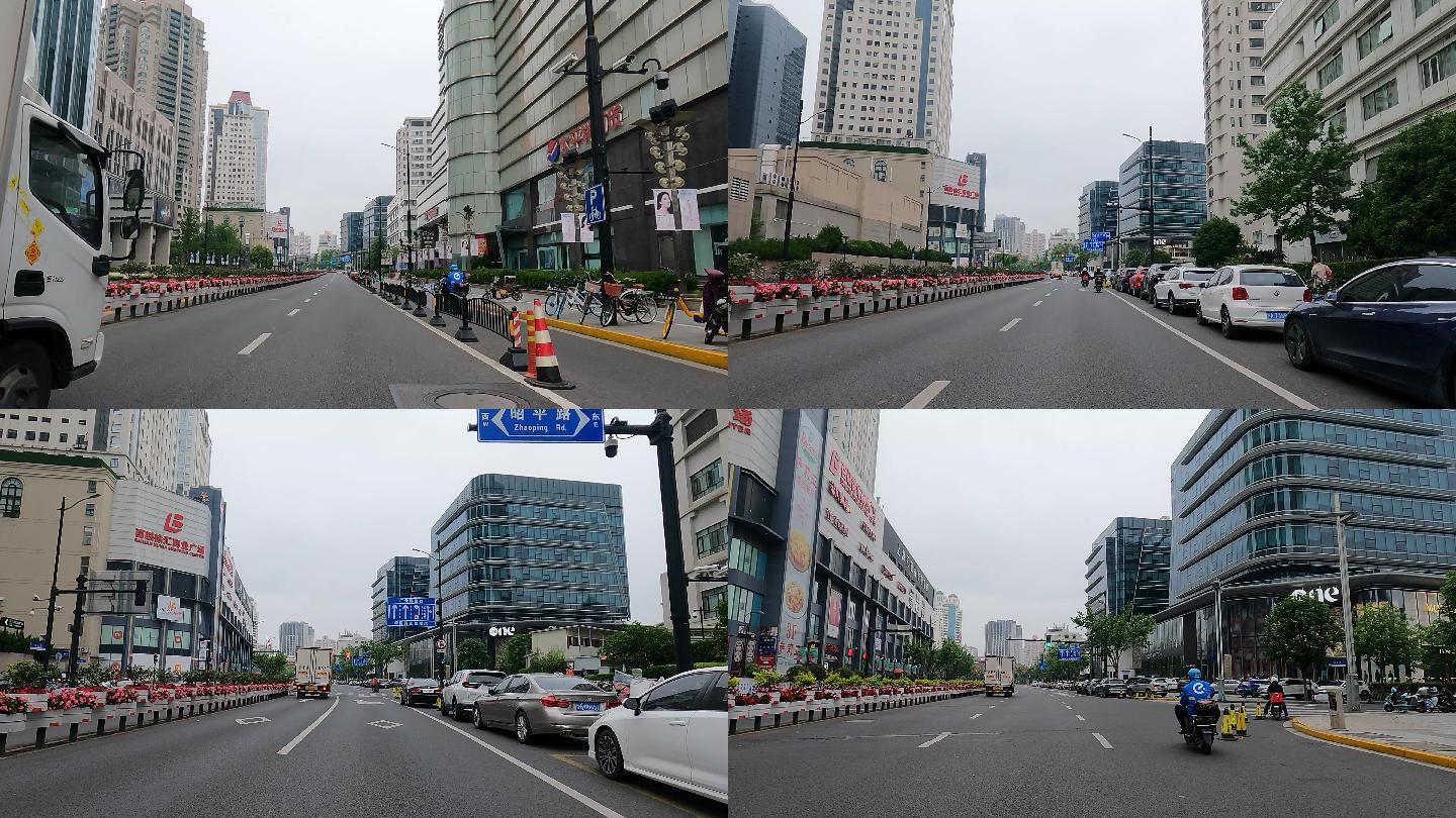 上海封城中的阴天商业街道
