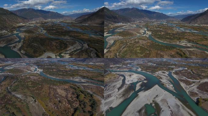 雅尼湿地 西藏 河流 高山 蓝天 白云