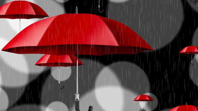 雨中红伞黑白歌舞背景