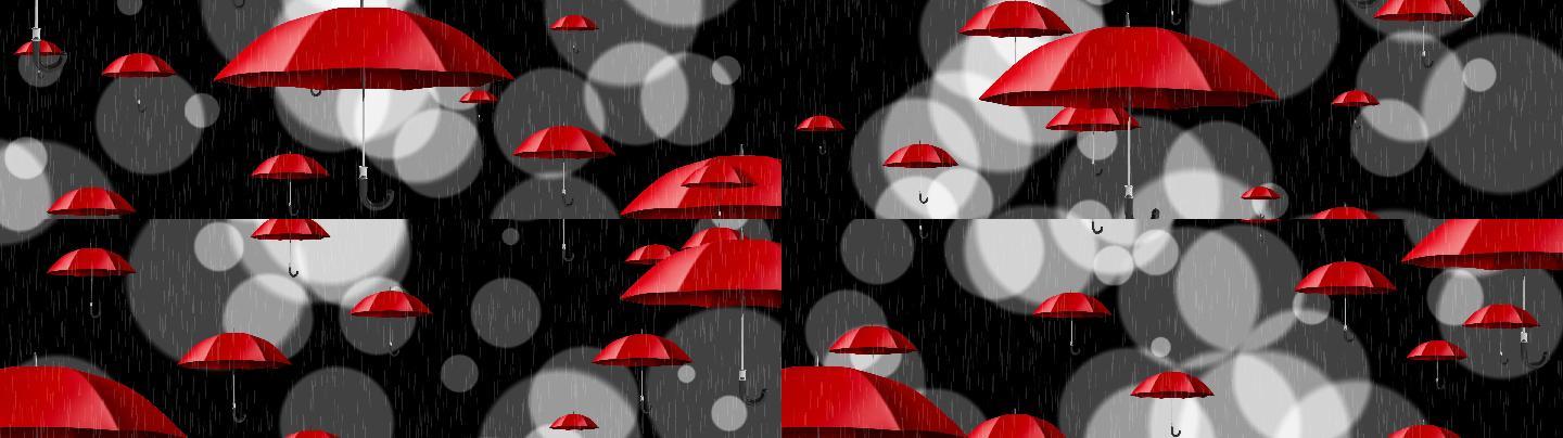 雨中红伞黑白歌舞背景