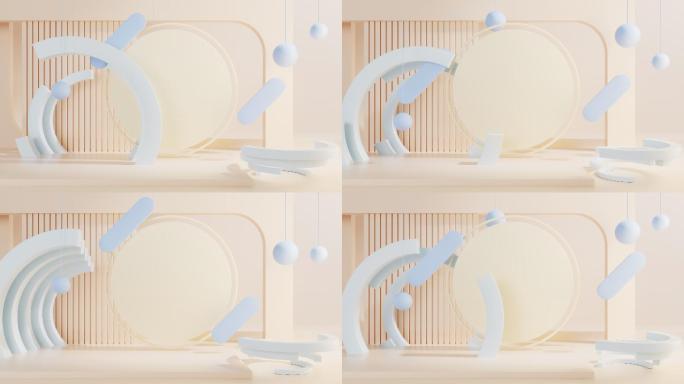 创意几何体室内空间循环动画3D渲染