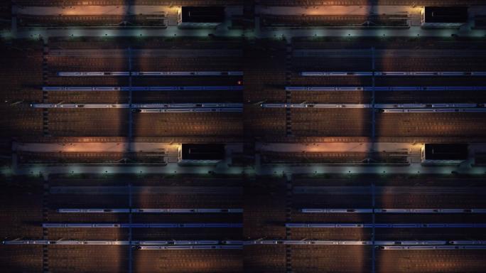 高铁夜间鸟瞰图动车提速