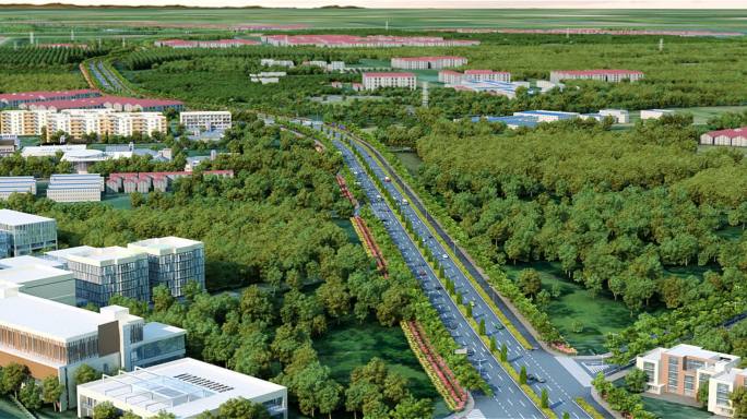工程方案设计动画马路城市规划景观园林大道