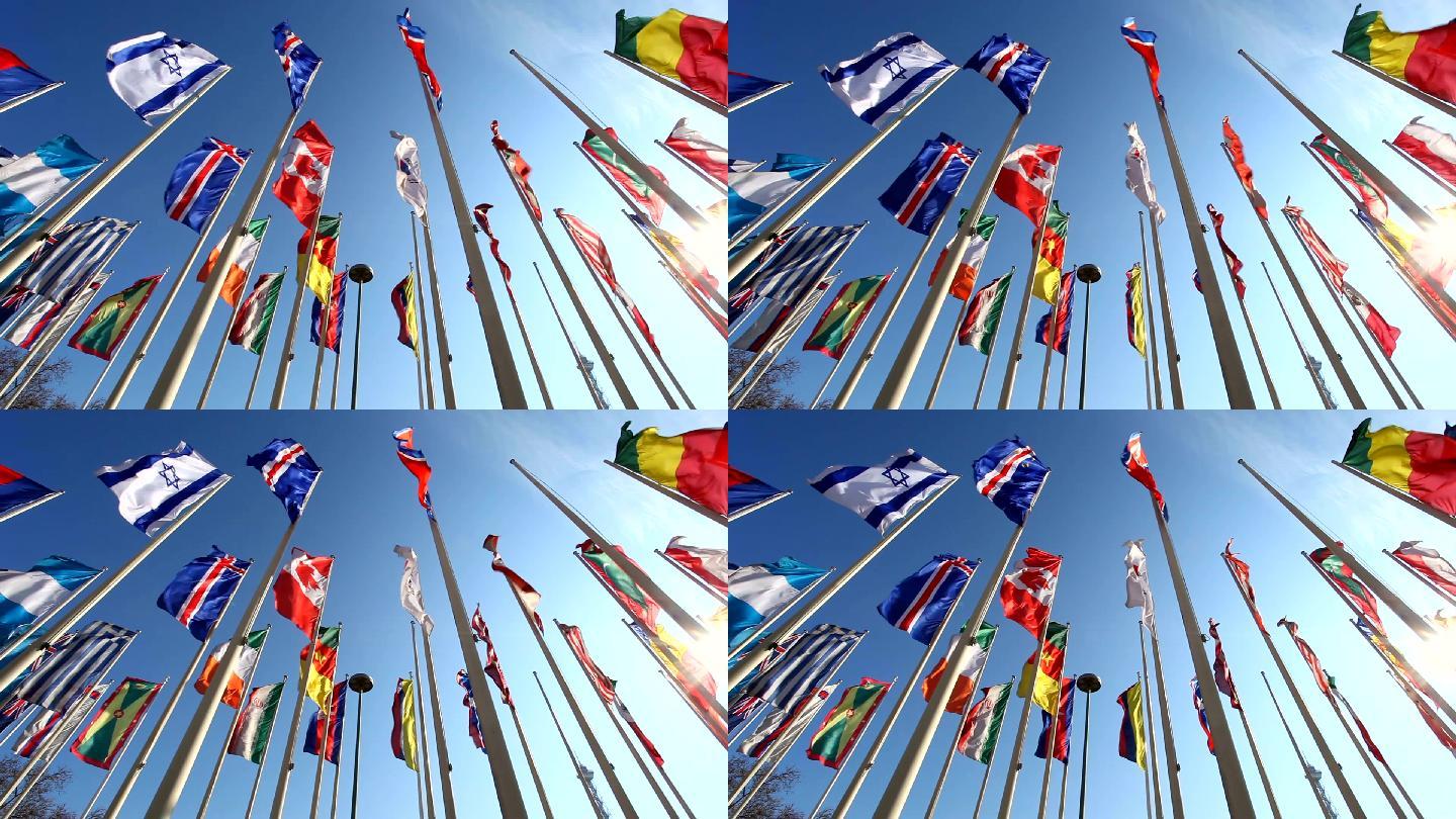 带太阳的国际旗帜联合国欧盟北欧
