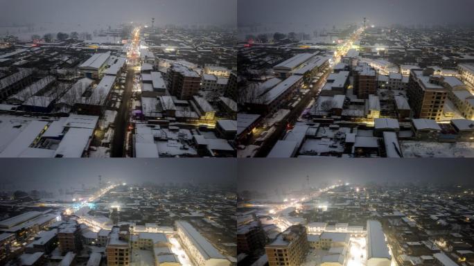 冬天夜晚雪景延时摄影