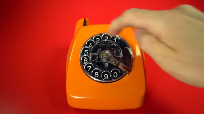 旧橙色电话复古电话古老电话拨打电话