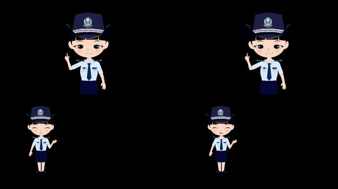 女警察民警讲解动画