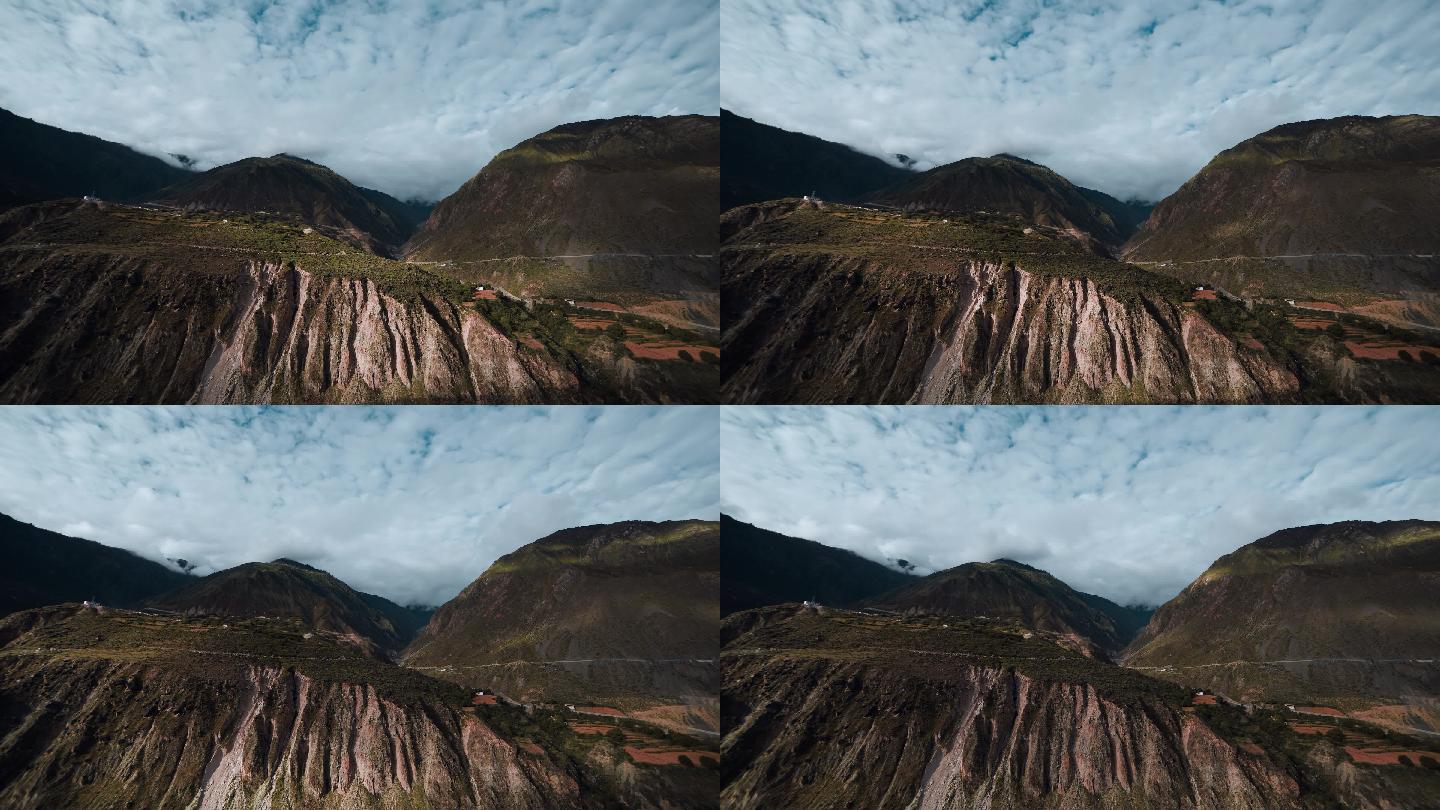 延时西藏大山视频丙察察沟壑峭壁云层变化