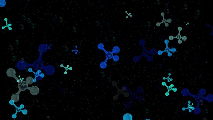 4K抽象可循环分子动画，黑色背景