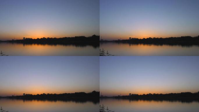 水边夜色傍晚河边暮色夜幕降临湖边静静的夜
