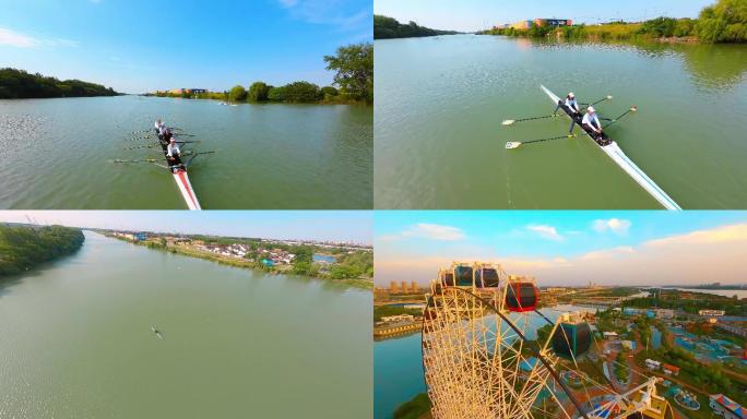 扬州生态科技新城深潜大运河中心皮划艇实拍